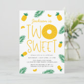 Twee Zoete Ananas 2de Verjaardagsfeestje Kaart (Staand voorkant)