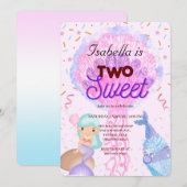 Twee zoete beker taart en zeemeermin 2e verjaardag kaart (Voorkant / Achterkant)