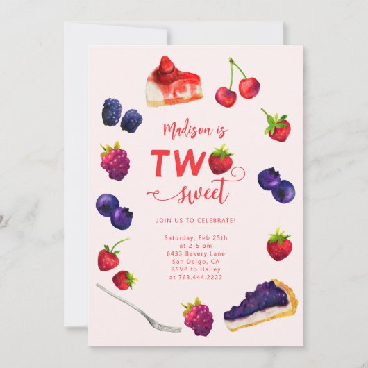 Twee zoete bessen en gebak Verjaardag Kaart (Voorkant)