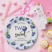 Twee zoete blauwe bessen kinderen verjaardag papieren bordje (Feest)