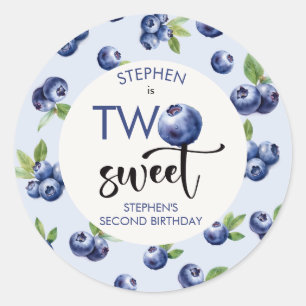 Twee zoete blauwe bessen kinderen verjaardag ronde sticker