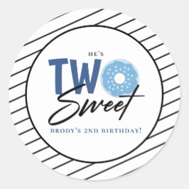 Twee zoete blauwe donut 2e verjaardag ronde sticker
