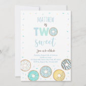 Twee Zoete Blauwe Donut Eerste Verjaardag Kaart (Voorkant)