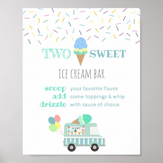 twee zoete blauwe ijspartij, dessertaams poster (Voorkant)