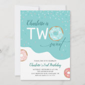 Twee zoete Blauwgroen meisjes 2e verjaardag uitnod Kaart (Voorkant)