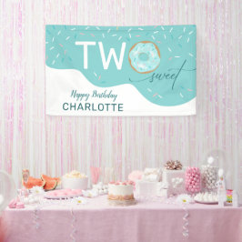 Twee zoete Blauwgroen vriesmeisjes 2e verjaardag b Spandoek