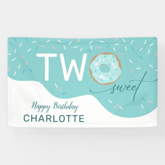 Twee zoete Blauwgroen vriesmeisjes 2e verjaardag b Spandoek (Horizontaal)