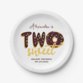 Twee zoete chocolade Donut Tweede verjaardag Manus Papieren Bordje (Voorkant)