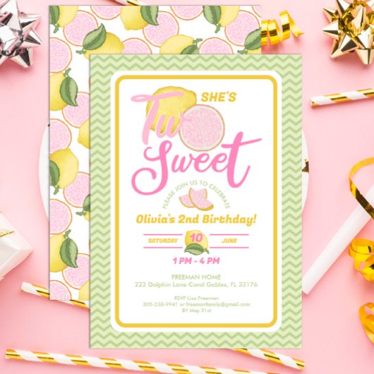 Twee zoete citroen 2e verjaardag uitnodiging