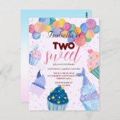Twee zoete cupcake ballon zeemeermin 2e verjaardag briefkaart (Voorkant / Achterkant)