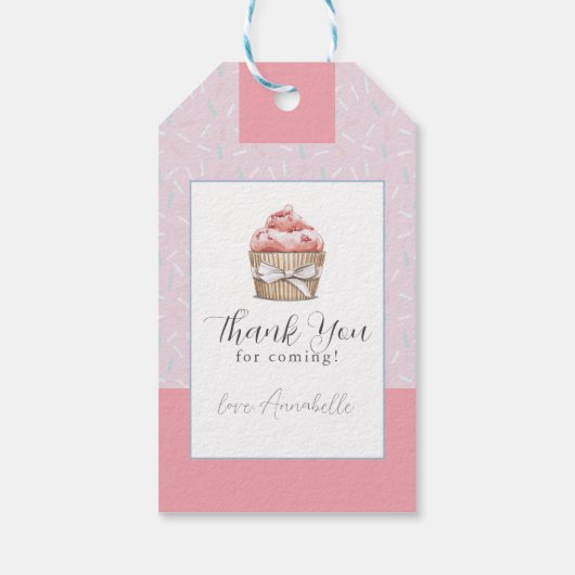 Twee zoete cupcake en donuts meisje 2e verjaardag cadeaulabel (Achterkant)