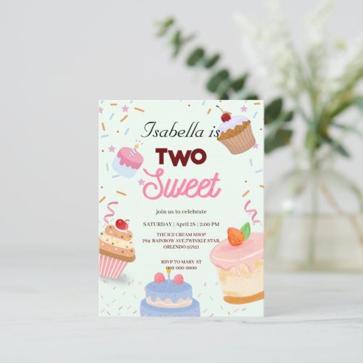 Twee zoete cupcake met Sprinkels 2de verjaardag Me Briefkaart (Staand voorkant)