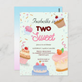 Twee zoete cupcake met Sprinkels 2de verjaardag Me Briefkaart (Voorkant / Achterkant)