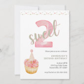 Twee zoete cute cupcake 2de verjaardag kaart (Voorkant)