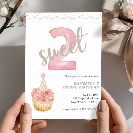 Twee zoete cute cupcake 2de verjaardag kaart