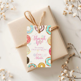 Twee Zoete Cute Donuts Verjaardag Cadeaulabel