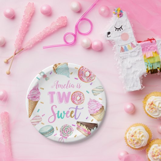 Twee zoete dessert 2e verjaardag papier Bord (Feest)