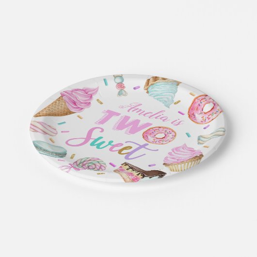 Twee zoete dessert 2e verjaardag papier Bord (Gekanteld)