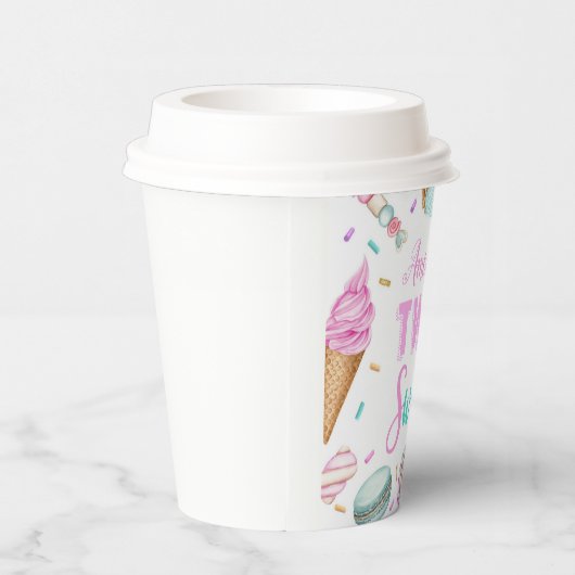 Twee zoete dessert 2e verjaardag papieren bekers (Rechts)