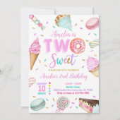 Twee zoete dessert donut verjaardag uitnodiging (Voorkant)