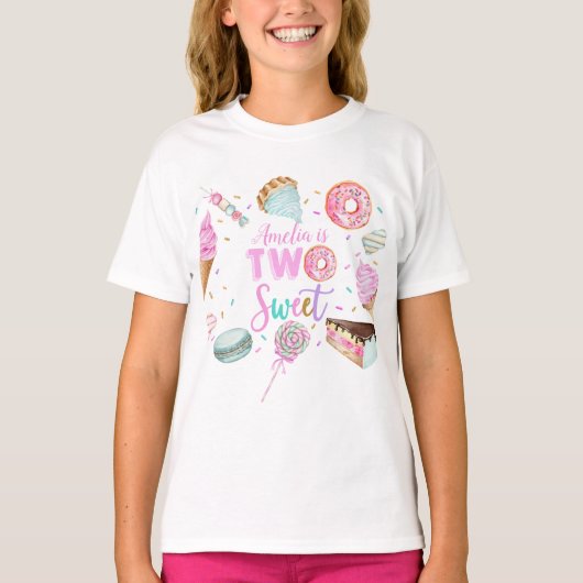 Twee zoete dessert meisje verjaardag T-shirt (Voorkant)