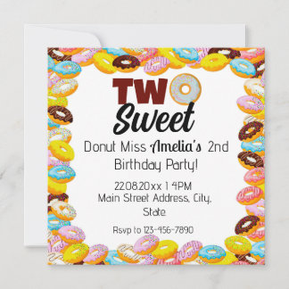 Twee Zoete Donut 2de thema Kleurrijke Verjaardagsf Kaart
