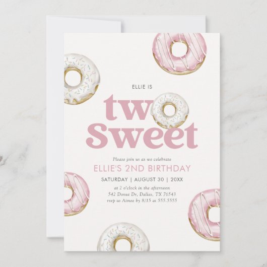 Twee zoete donut 2e verjaardag kaart (Voorkant)