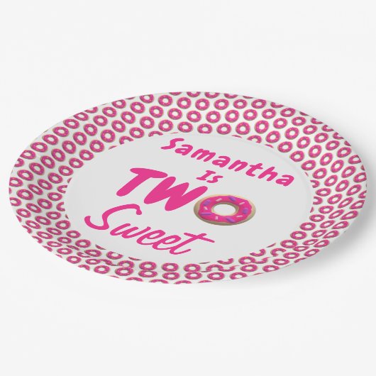 Twee zoete donut 2e verjaardag papieren bordje (Gekanteld)