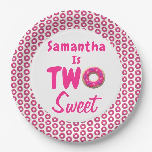 Twee zoete donut 2e verjaardag papieren bordje (Voorkant)