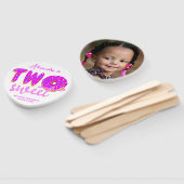 Twee zoete donut 2e verjaardag Roze meisje foto te Handwaaier (Niet-gemonteerd)