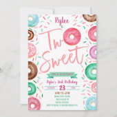 Twee zoete donut 2e verjaardag van de uitnodiging  (Voorkant)
