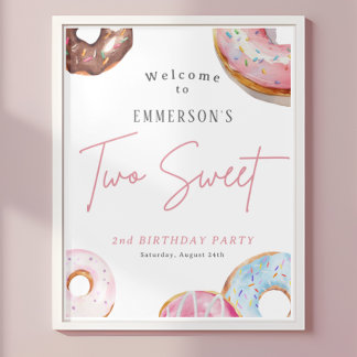 Twee Zoete Donut 2e Verjaardag Welkomstbord Poster