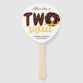 Twee zoete donut bruine chocolade, tweede verjaard handwaaier (Voorkant)
