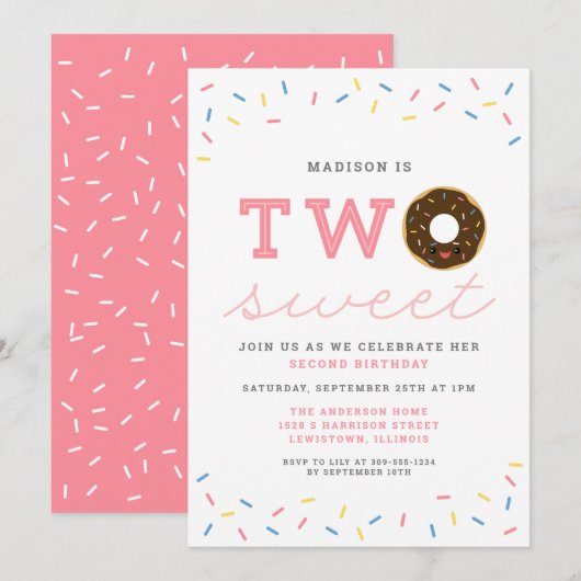 Twee zoete donut en Sprinkles 2e verjaardag Kaart (Voorkant / Achterkant)