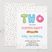 Twee zoete donut feestelijke uitnodiging met stroo (Voorkant / Achterkant)