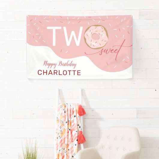 Twee zoete donut Girls 2e verjaardag Spandoek (Insitu)
