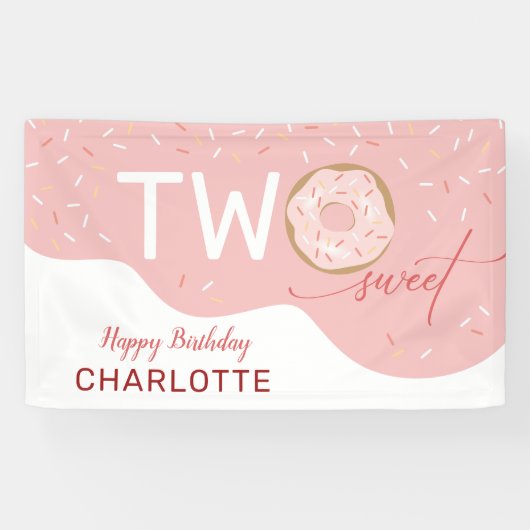Twee zoete donut Girls 2e verjaardag Spandoek (Horizontaal)