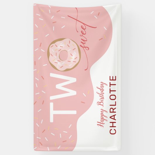 Twee zoete donut Girls 2e verjaardag Spandoek (Verticaal)