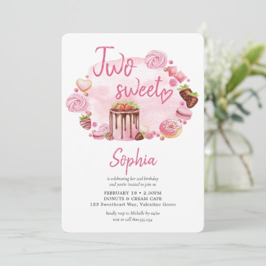 Twee zoete donut Macaron-behandelingen tweede verj Kaart (Staand voorkant)