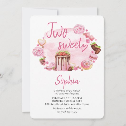 Twee zoete donut Macaron-behandelingen tweede verj Kaart (Voorkant)