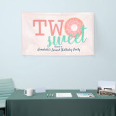 Twee zoete Donut Pink Girl's 2e verjaardag Spandoek (Beurs)