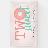 Twee zoete Donut Pink Girl's 2e verjaardag Spandoek (Verticaal)