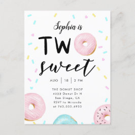 Twee zoete Donut Sprinkles 2e verjaardag Uitnodiging Briefkaart