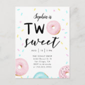 Twee zoete Donut Sprinkles 2e verjaardag Uitnodiging Briefkaart (Voorkant)