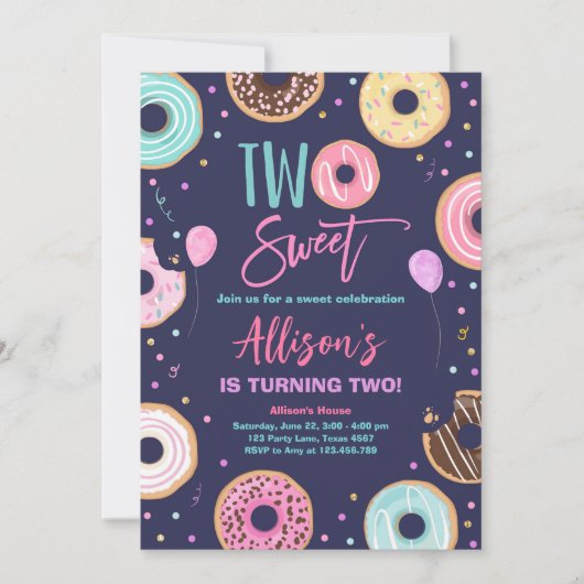 Twee zoete donut Waterverf meisje tweede verjaarda Kaart (Voorkant)