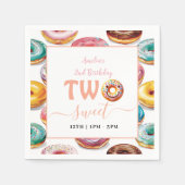 Twee Zoete Donuts 2de Verjaardagsfeestje Servet (Voorkant)