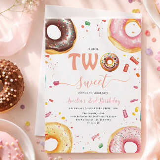 Twee Zoete Donuts 2e Verjaardagsfeestje Kaart