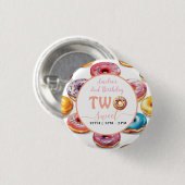 Twee Zoete Donuts 2e Verjaardagsfeestje Ronde Button 3,2 Cm (Voorkant /achterkant)