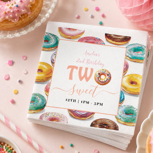 Twee Zoete Donuts 2e Verjaardagsfeestje Servet