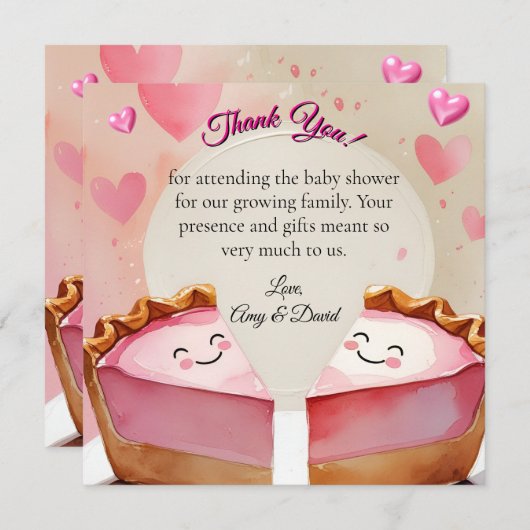 Twee zoete erwten in een taart! - Twin Baby Girl S Bedankkaart (Voorkant / Achterkant)